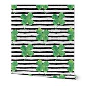 3/4" clover on stripes || watercolor fabric st patrick day