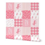 Little Lady Moose Woodland Patchwork Wholecloth (90) - Pink