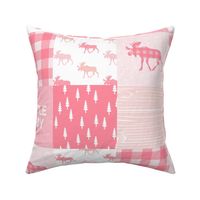 Little Lady Moose Woodland Patchwork Wholecloth  - Pink