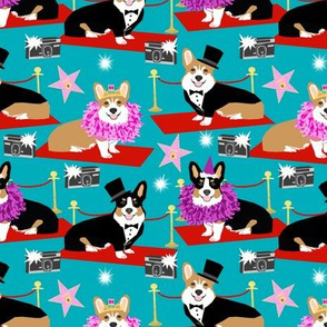 Corgi Fashion Show dog fabric cute hollywood themed fabric with corgis