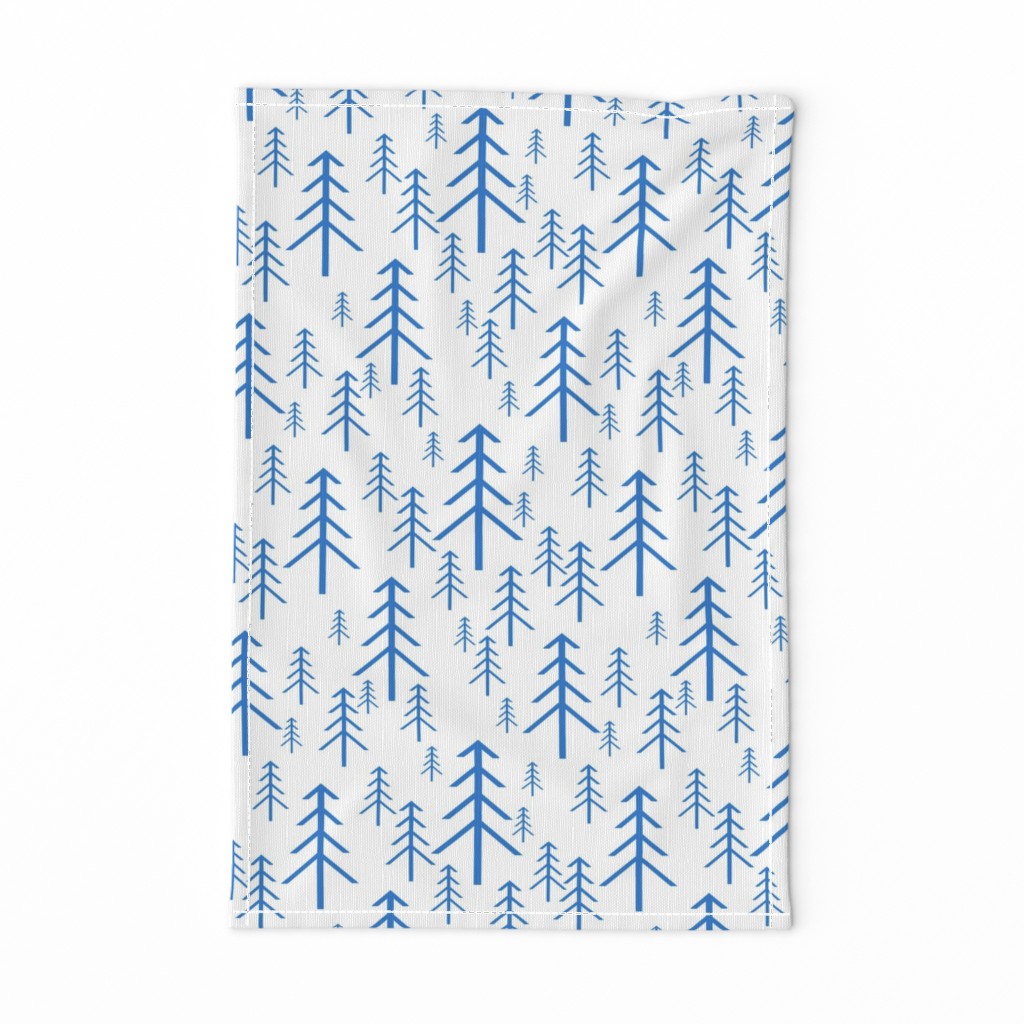 Winter Trees Blue on White
