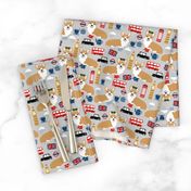 corgis in london - british london england union jack fabric corgi queen fabric