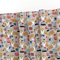 corgis in london - british london england union jack fabric corgi queen fabric