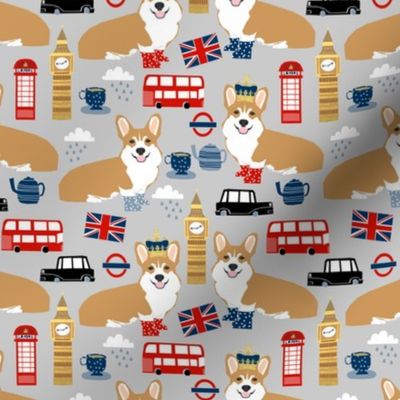 corgis in london - british london england union jack fabric corgi queen fabric