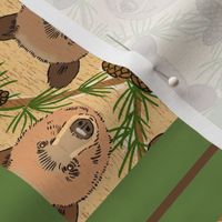 Bear Heads and Pine Cones Tea Towel