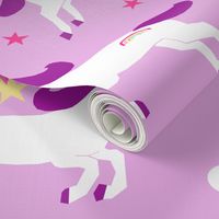 unicorn bright colors fabric rainbow clouds stars cute girls unicorn fabric purple