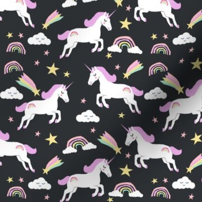 unicorn bright colors fabric rainbow clouds stars cute girls unicorn fabric pastel