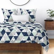 the northern lights triangle wholecloth (buck and moose) woodland quilt top