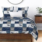 Little Man Patchwork (navy and dusty blue) - grey