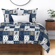 Little Man Patchwork (navy and dusty blue) (90)- grey