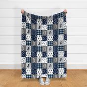 Little Man Patchwork (navy and dusty blue) (90)- grey