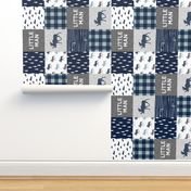 Little Man Patchwork (navy and dusty blue) (90)- grey