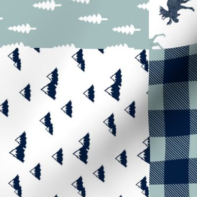 Little Man Patchwork (navy and dusty blue) (90) - navy