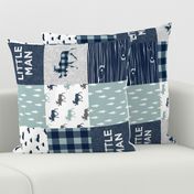 Little Man Patchwork (navy and dusty blue) (90) - navy