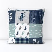 Little Man Patchwork (navy and dusty blue) (90) - navy
