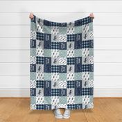 Little Man Patchwork (navy and dusty blue) (90) - navy