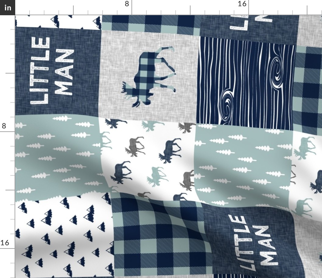 Little Man Patchwork (navy and dusty blue) (90) - navy