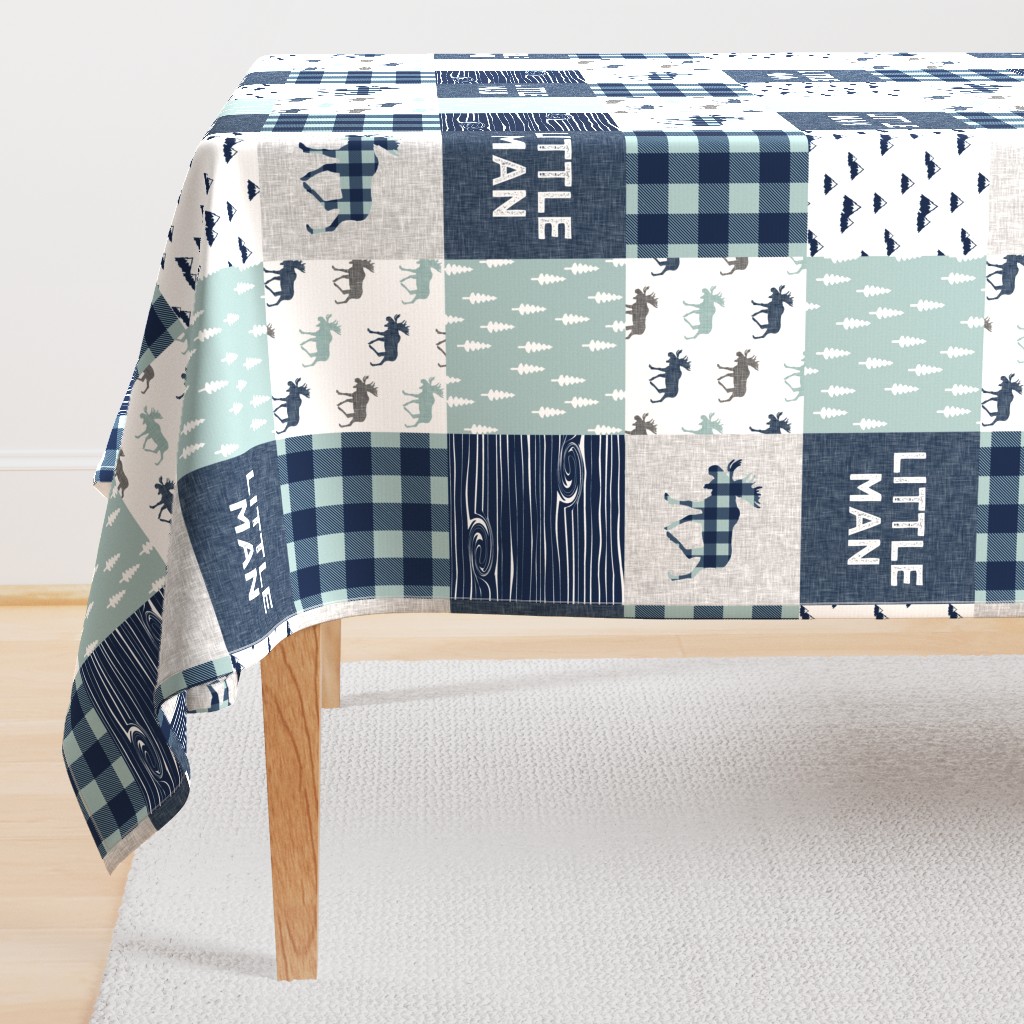 Little Man Patchwork (navy and dusty blue) - navy