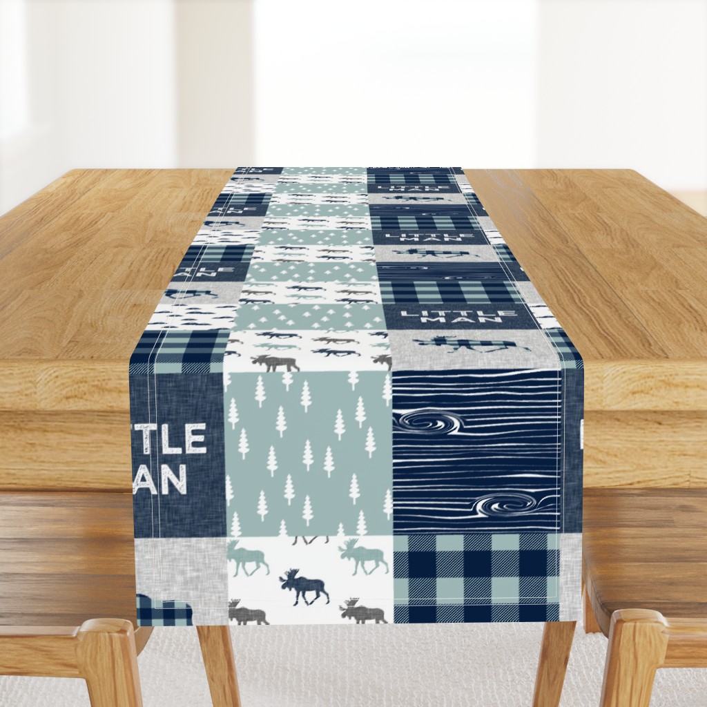 Little Man Patchwork (navy and dusty blue) - navy