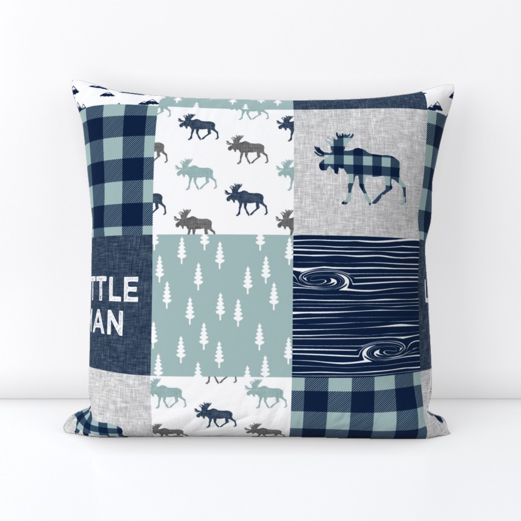 Little Man Patchwork (navy and dusty blue) - navy