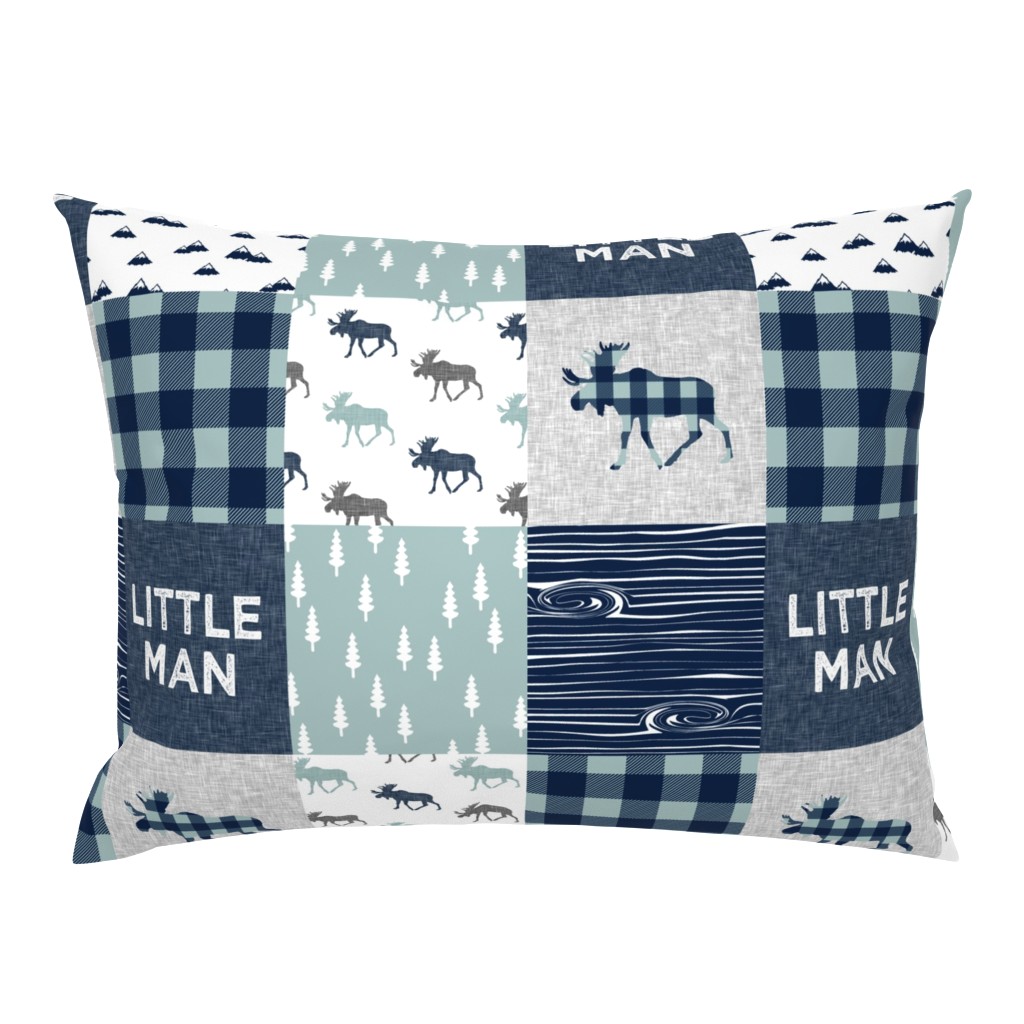 Little Man Patchwork (navy and dusty blue) - navy