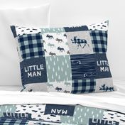 Little Man Patchwork (navy and dusty blue) - navy