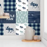 Little Man Patchwork (navy and dusty blue) - navy