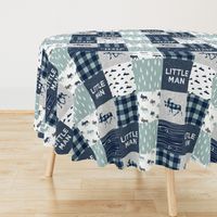 Little Man Patchwork (navy and dusty blue) - navy