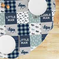 Little Man Patchwork (navy and dusty blue) - navy