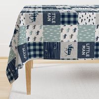 Little Man Patchwork (navy and dusty blue) - navy