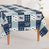 Little Man Patchwork (navy and dusty blue) - navy