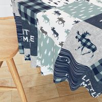 Little Man Patchwork (navy and dusty blue) - navy