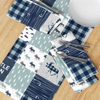 Little Man Patchwork (navy and dusty blue) - navy