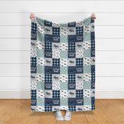 Little Man Patchwork (navy and dusty blue) - navy