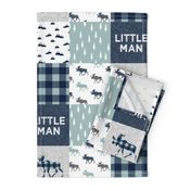 Little Man Patchwork (navy and dusty blue) - navy