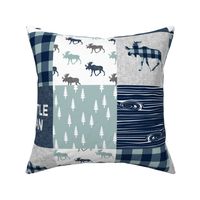 Little Man Patchwork (navy and dusty blue) - navy