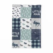 Little Man Patchwork (navy and dusty blue) - navy