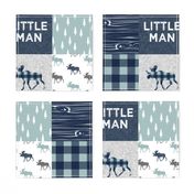 Little Man Patchwork (navy and dusty blue) - navy