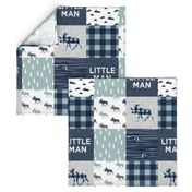 Little Man Patchwork (navy and dusty blue) - navy