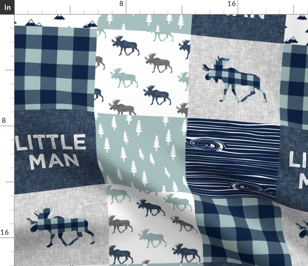 Little Man Patchwork (navy and dusty blue) - navy