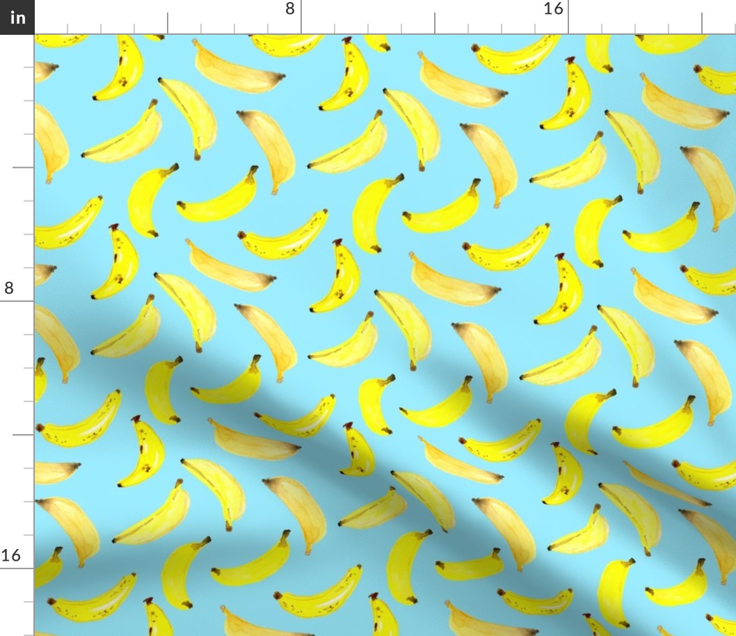 Bananas Watercolour on Blue