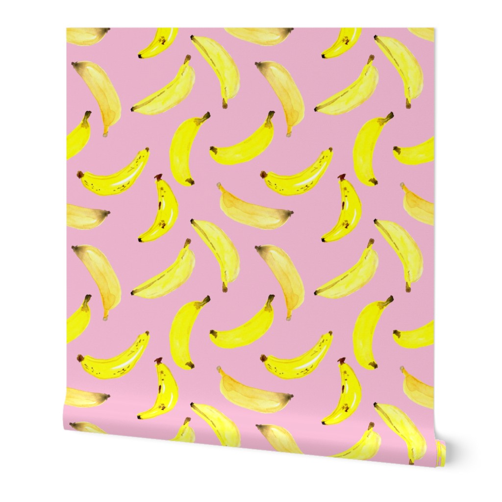 Banana Watercolour on Pink Medium