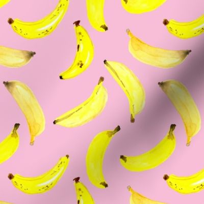 Banana Watercolour on Pink Medium