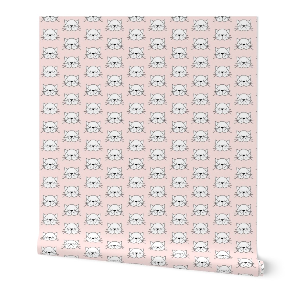 geometric kitty-face-on-soft pink