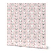 geometric kitty-face-on-soft pink