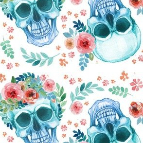 Skull Sugar Skull Watercolor Spring Flowers