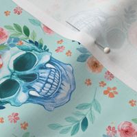 Skull Sugar Skull Watercolor Spring Flowers Pastel Water Color