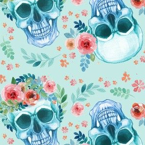 Skull Sugar Skull Watercolor Spring Flowers Pastel Water Color