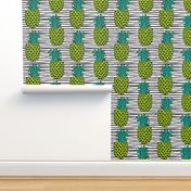 pineapple // summer exotic tropical black and white stripes trendy pineapple fruit