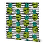 pineapple // summer exotic tropical black and white stripes trendy pineapple fruit